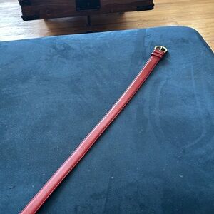 Coach Red Leather Belt with Brass Details